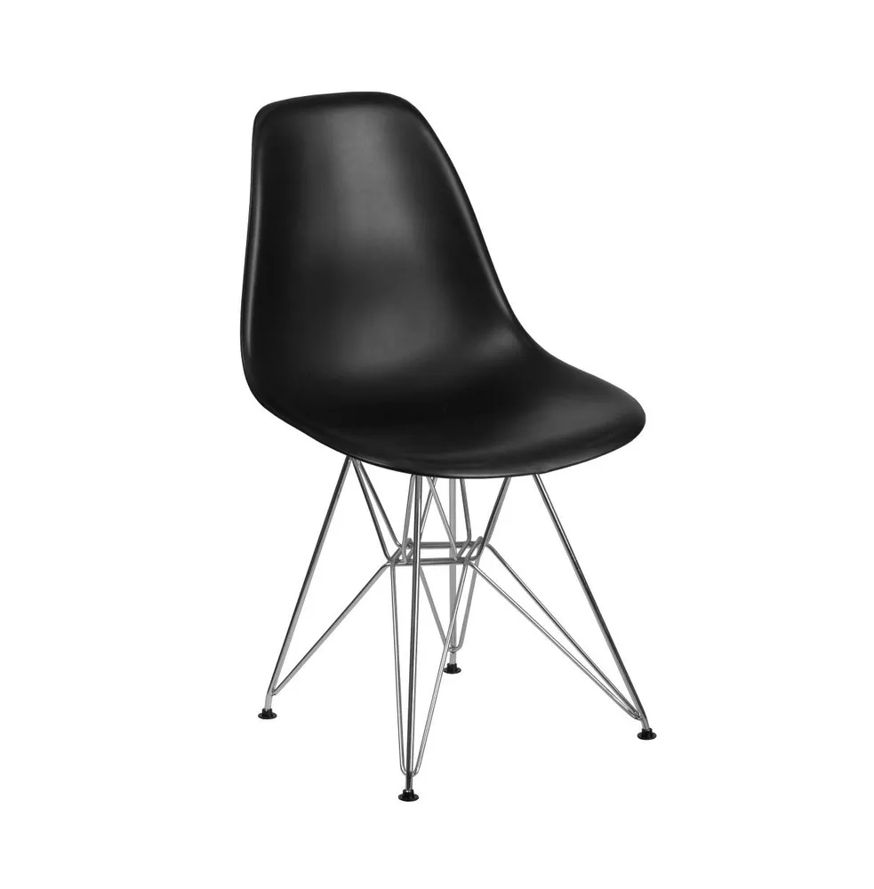 Emma+Oliver Plastic Accent Dining Chair With Chrome Base