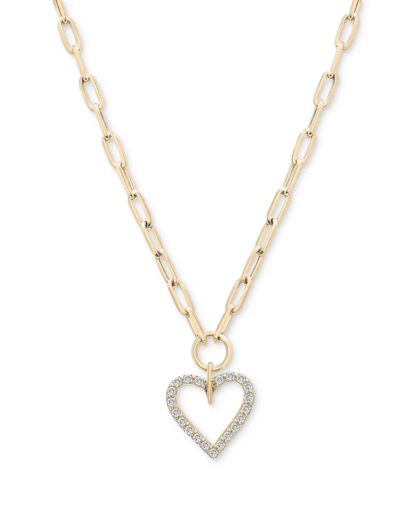 Wrapped in Love Diamond Heart Paperclip Link 17" Pendant Necklace (1/2 ct. t.w.) in 14k Gold, Created for Macy's