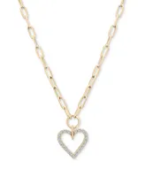 Wrapped in Love Diamond Heart Paperclip Link 17" Pendant Necklace (1/2 ct. t.w.) in 14k Gold, Created for Macy's