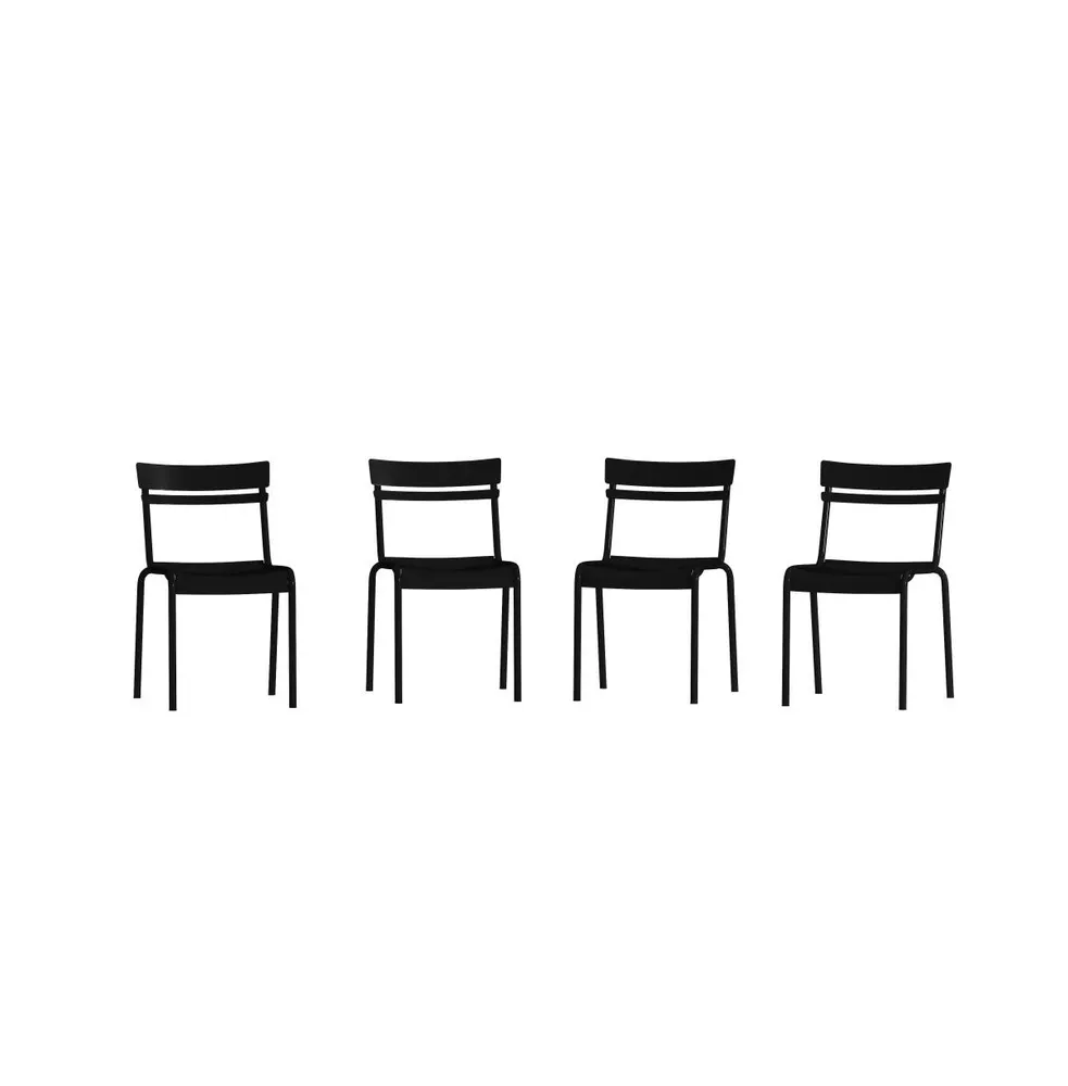 Rennes Armless Powder Coated Steel Stacking Dining Chair With 2 Slat Back For Indoor-Outdoor Use