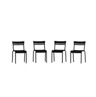 Rennes Armless Powder Coated Steel Stacking Dining Chair With 2 Slat Back For Indoor-Outdoor Use