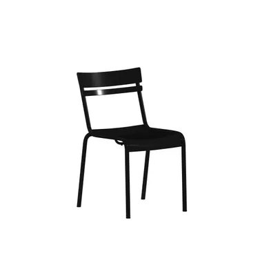 Emma+Oliver Rennes Armless Powder Coated Steel Stacking Dining Chair With 2 Slat Back For Indoor-Outdoor Use