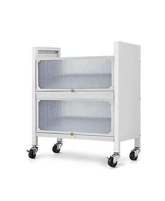 2 Door Accent Cabinet, 3 Tier Kitchen Organizer Shelf, White
