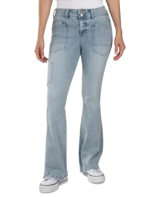 Indigo Rein Juniors' Mid-Rise Utility Flared Jeans