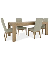 Davie Rectangle Dining 5pc Set (Table + 4 Upholstered Side Chair)