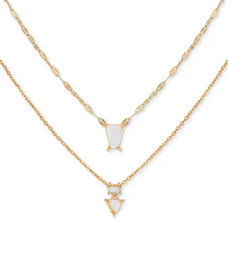 Guess Gold-Tone Mixed Crystal Layered Pendant Necklace, 18" + 2" extender