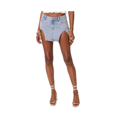 Women's Slits 4 Days Denim Mini Skirt