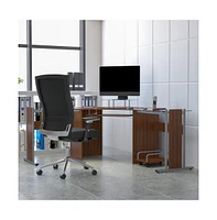 Laminate Corner Desk With Pull-Out Keyboard Tray And Cpu Cart