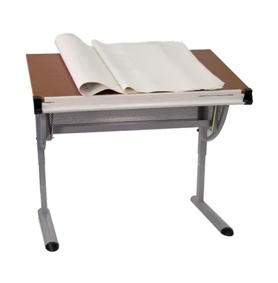 Emma+Oliver Adjustable Drawing And Drafting Table With Pewter Frame