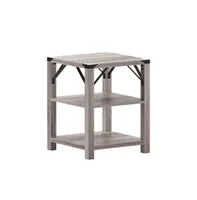 Merrick Lane Green River Modern Farmhouse Engineered Wood End Table With Two Tiered Shelving And Powder Coated Steel Accents