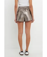 Grey Lab Women's High-Waisted Faux Leather Shorts