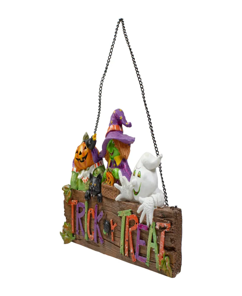 13.5" Trick or Treat Halloween Pumpkin Ghost and Witch Wall Decoration