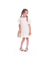 Imoga Collection Little Girls Rainer Jasmine Jacquard Woven Dress w/ Ruffled Sleeves