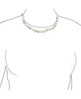 Bling Jewelry Classic Smooth 10MM Pale Pink White Grey Tri Multi Color Hand Knotted Simulated Pearl Strand Necklace 18 Inches