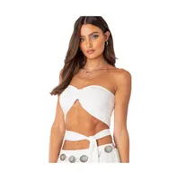 Women's Tie Front Bandeau Crop Top