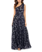 Betsy & Adam Women's One-Shoulder Metallic Gown