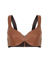 Women's Sweetheart Neck Pleather Crop Top