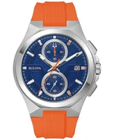 Bulova Men's Chronograph Marc Anthony Maquina Orange Silicone Strap Watch 46mm