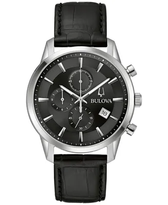 Bulova Men's Chronograph Classic Sutton Leather Strap Watch 41mm