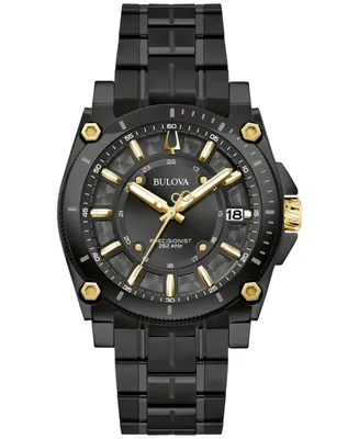 Bulova Men's Precisionist Icon Black-Tone Stainless Steel Bracelet Watch 40mm