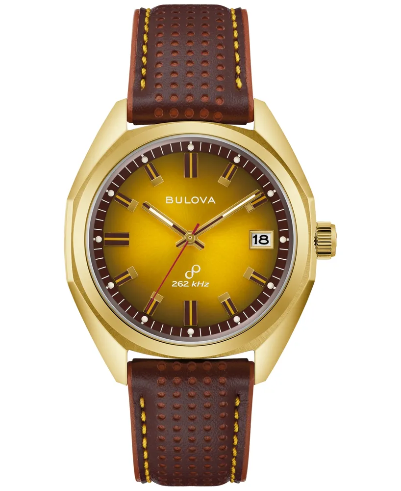 Bulova Men's Classic Jet Star Brown Leather Strap Watch 40mm