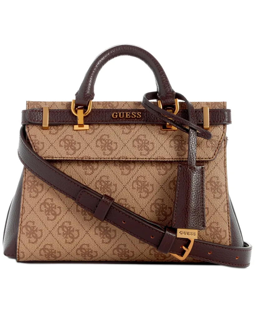 GUESS Sestri Convertible Crossbody Flap, Latte Logo/Brown