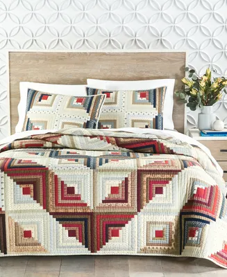 Charter Club Log Cabin Artisan Cotton Quilt, Full/Queen, Created for Macy's