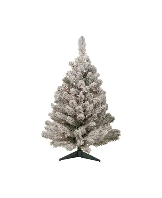 3' Pre-Lit Heavily Flocked Madison Pine Medium Artificial Christmas Tree with Clear Lights