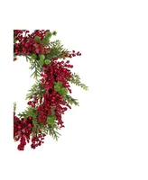 Artificial Frosted Berry and Pine Christmas Wreath 28" Unlit