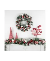 6' Flocked Pine Artificial Christmas Garland with Candy Ornaments and Pinecones