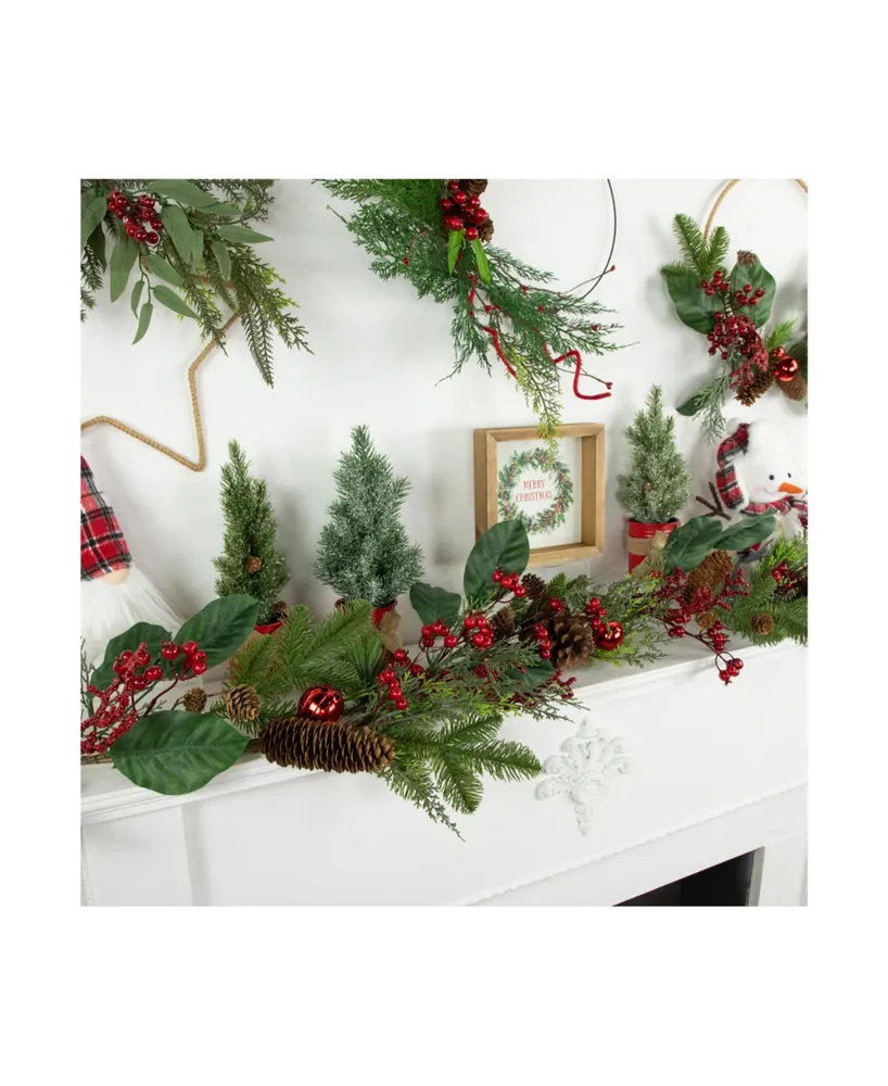 6' Pinecones and Berries Artificial Christmas Garland - Unlit