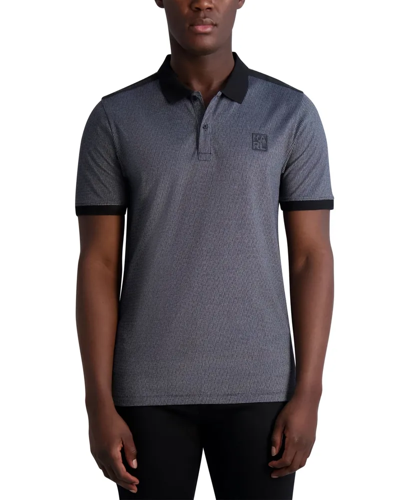 Karl Lagerfeld Men's Textured Polo Shirt with Logo Tape