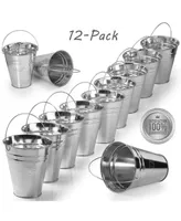 Everything You Need Large Galvanized Metal Buckets Bulk - 12 Pack - with Handle 5 X 4.5 Inches