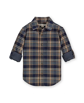 Hope & Henry Boys Organic Convertible Double Weave Button Down Shirt