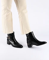 Journee Collection Women's Elley Buckle Strap Block Heel Booties