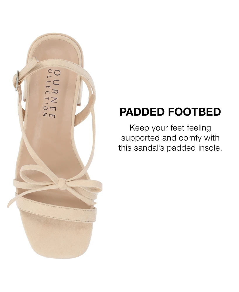 Journee Collection Women's Amity Bow Detail Strappy Block Heel Sandals
