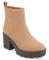 Journee Collection Women's Cassidy Platform Block Heel Lug Sole Booties