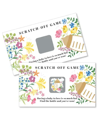 Wildflowers Baby - Boho Floral Baby Shower Game Scratch Off Cards - 22 Count - Assorted Pre
