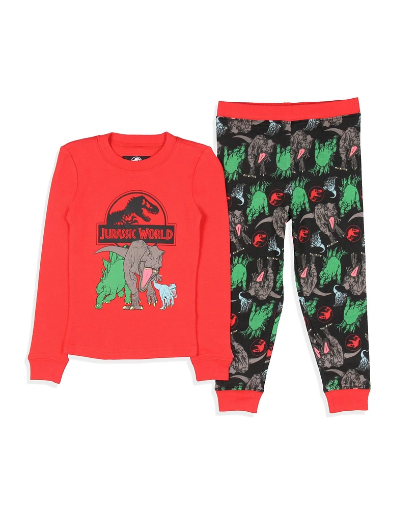 Jurassic Park Toddler Boys World Movie Film Logo Icon Tight Fit Sleep Pajama Set