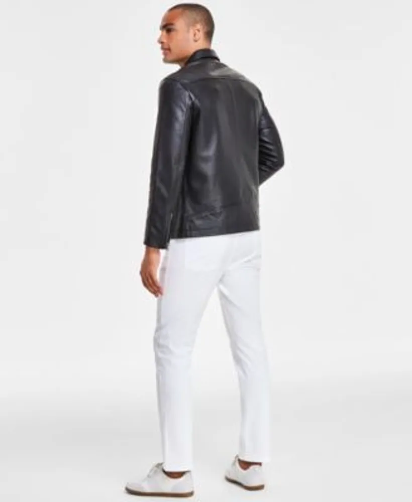 Alfani Mens Leather Jacket Sweater Straight Fit Pants Created For Macys