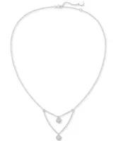 Diamond Halo Cluster Layered Pendant Necklace (1/4 ct. t.w.) in Sterling Silver, 16" + 2" extender