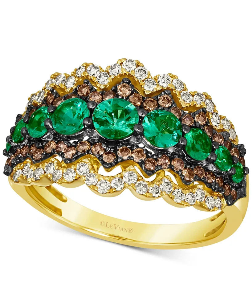 Le Vian Costa Smeralda Emeralds (3/4 ct. t.w.) & Diamond (5/8 ct. t.w.) Scalloped Edge Ring in 14k Gold