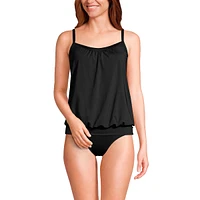 Lands' End Petite Blouson Tummy Hiding Tankini Swimsuit Top Adjustable Straps