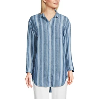 Lands' End Women's Linen Long Sleeve Over d Extra Tunic Top