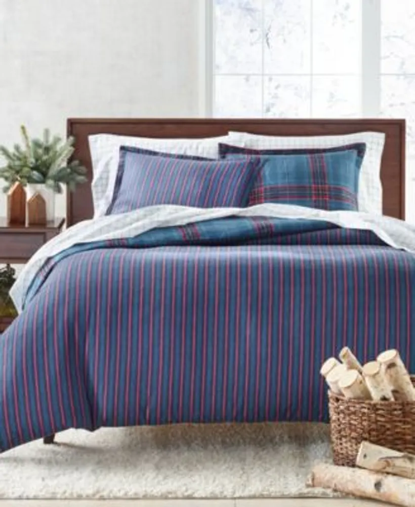 Charter Club Navy Plaid Flannel Comforters Created For Macys