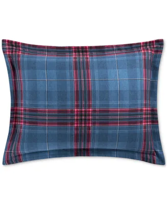 Charter Club Navy Plaid Flannel Sham, King, Created for Macy's