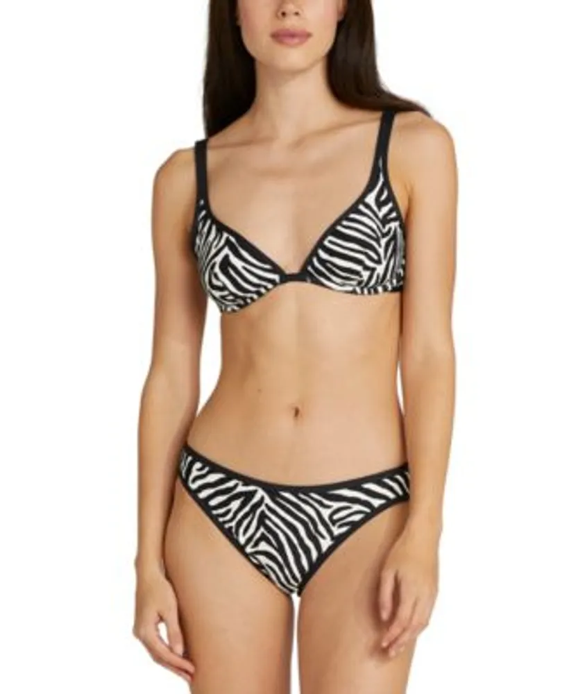 Kate Spade New York Womens Zebra Print Bralette Bikini Top Classic Bikini Bottoms