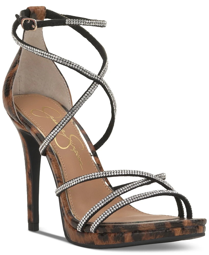 Jessica Simpson Women's Jaeya Strappy Rhinestone High-Heel Dress Sandals