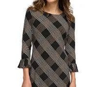 Tommy Hilfiger Women's Plaid 3/4-Sleeve Shift Dress