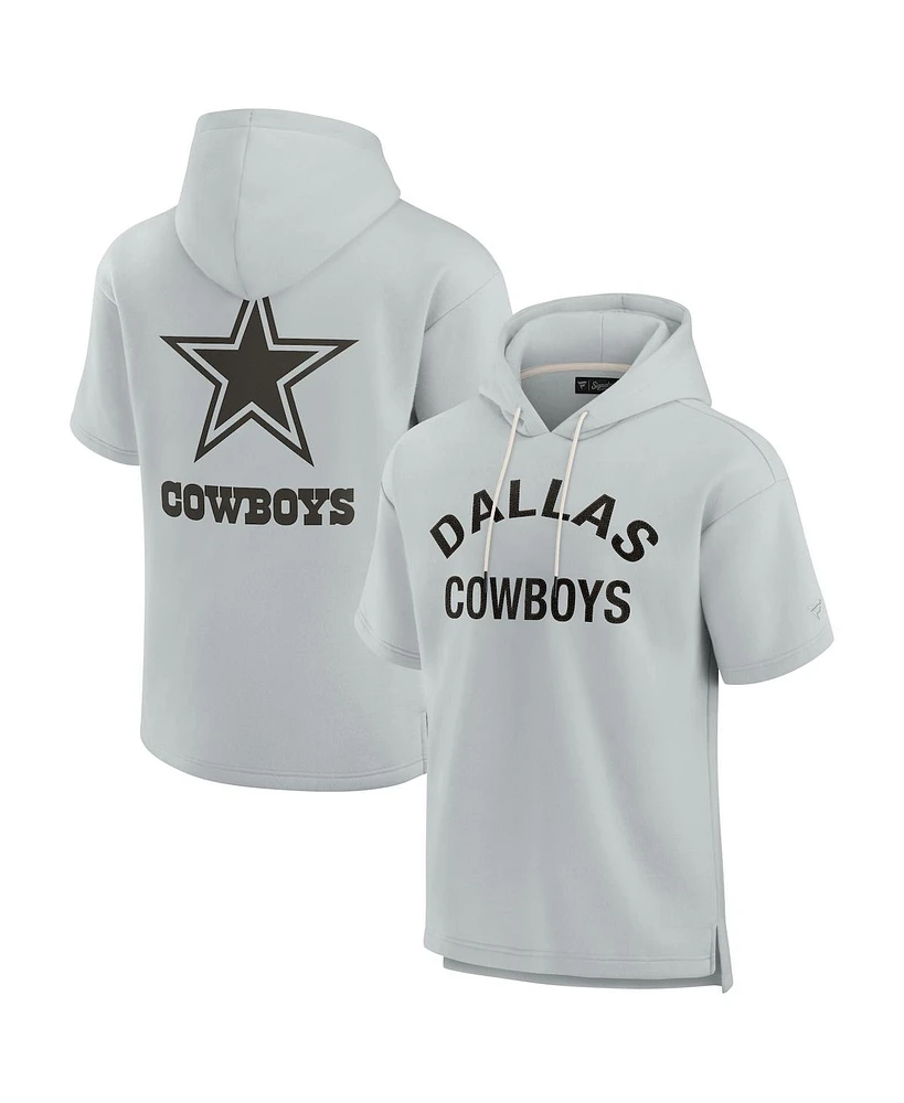 Men's and Women's Fanatics Signature Gray Dallas Cowboys Super Soft Fleece Short Sleeve Hoodie